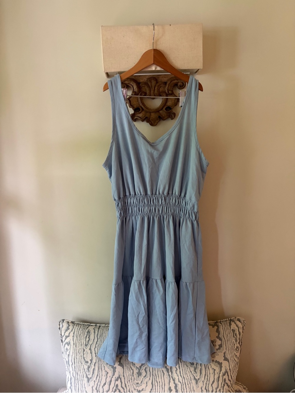 Dress Up Women’s Light Blue Sleeveless Smocked Waist Dress